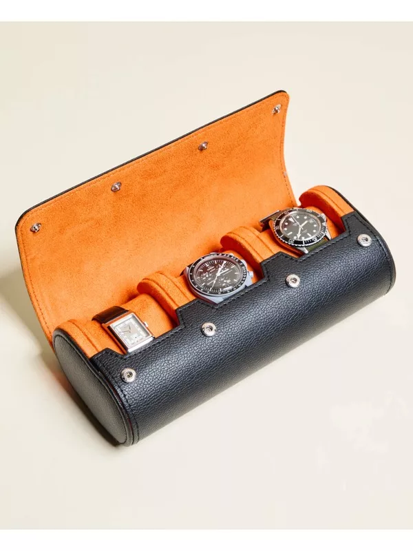 Boîte à montres de voyage James 3 Noir & Orange